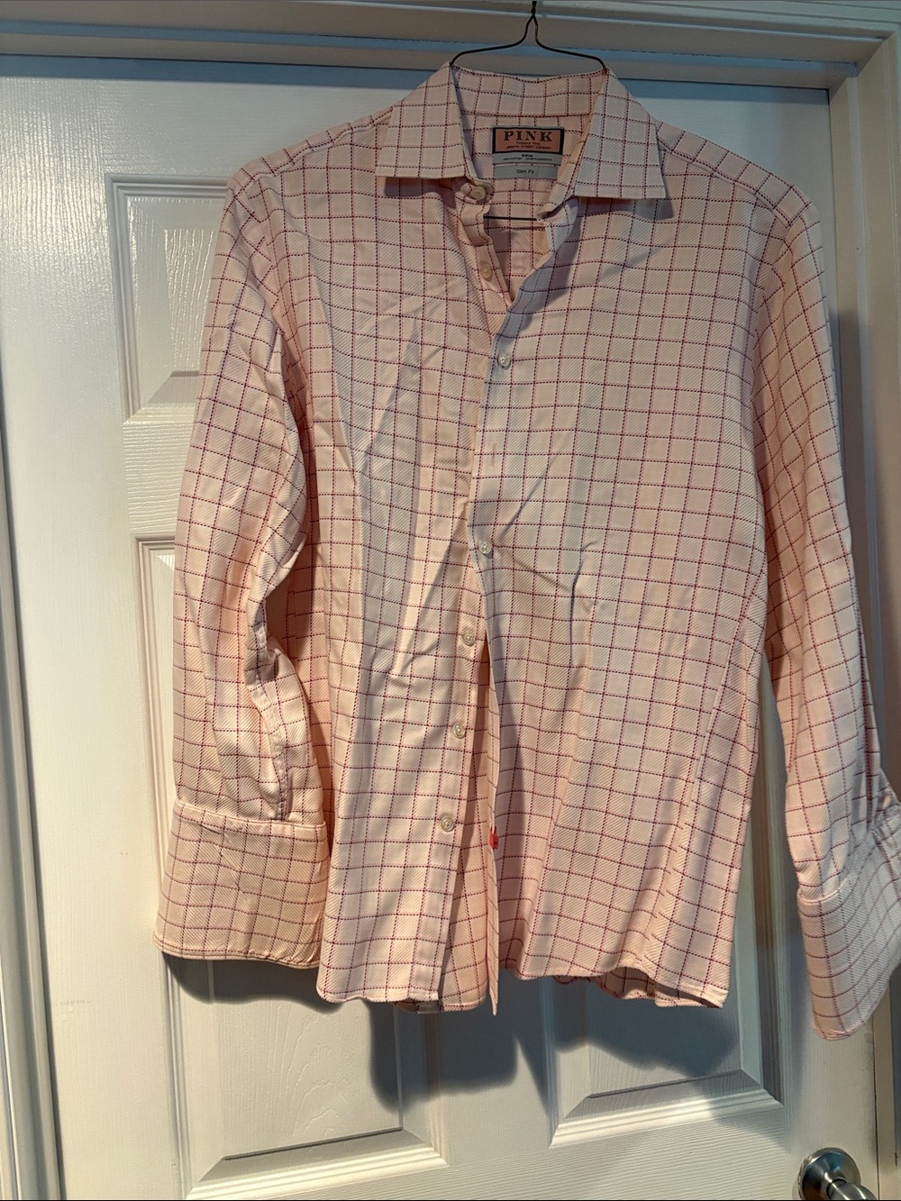 Thomas Pink Pink Windowpane Check Men's Dress Shirt